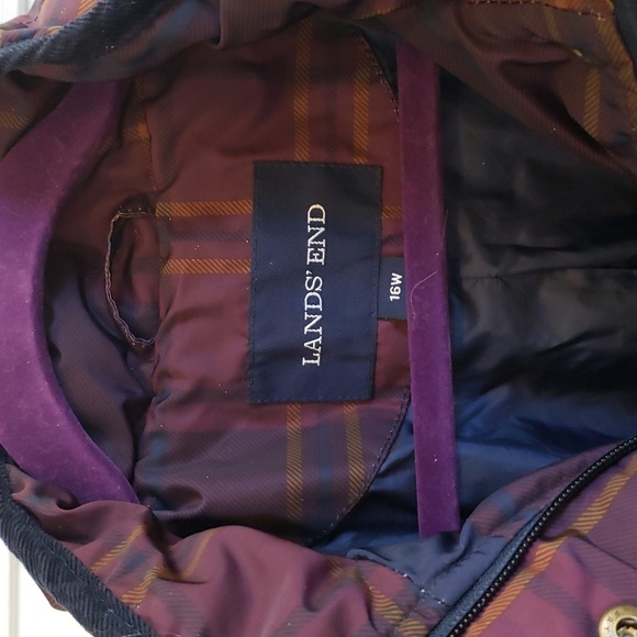 Lands' End Plus Size Plaid Quilted Puffer Jacket - Picture 3 of 16